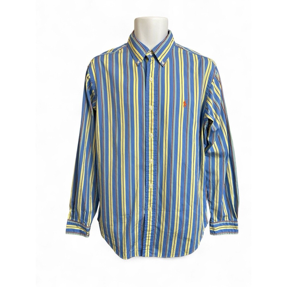 Vtg Ralph Lauren Men’s M Classic Fit Dress Shirt Stripe Collard Long Sleeve